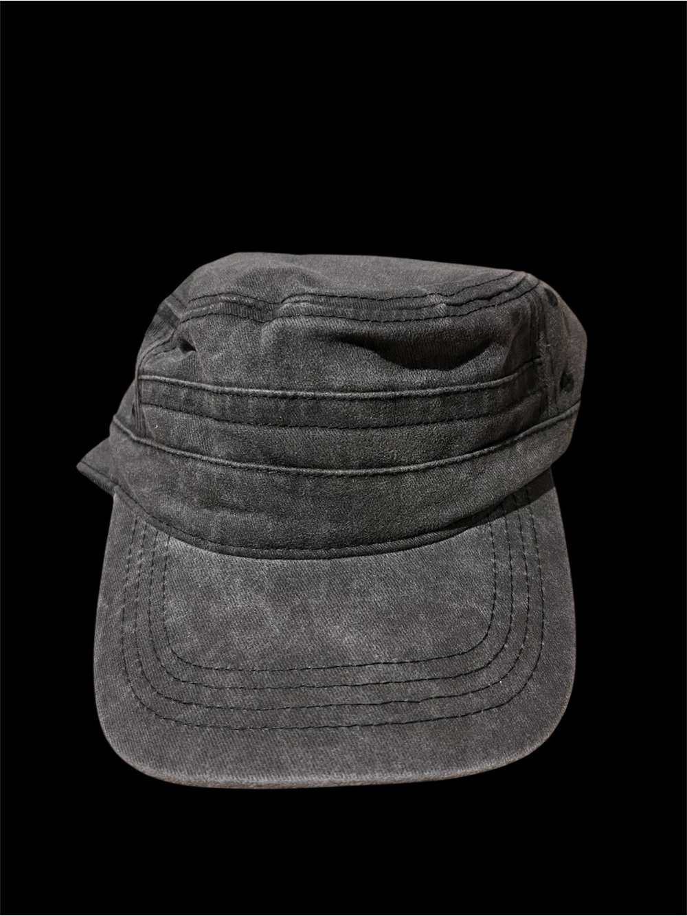 Washed Black Military-Style Cap